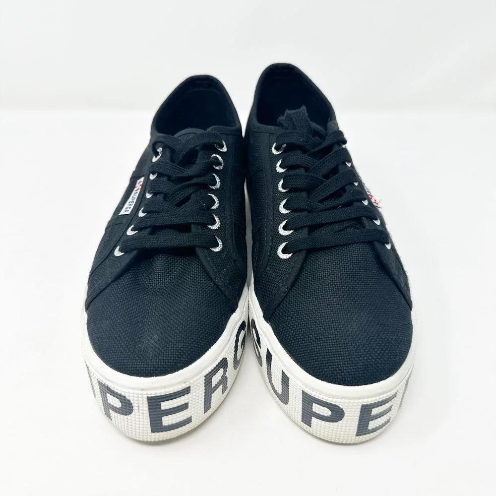 Superga‎ 2790 Women's Black Canvas Outsole Lettering Platform Sneakers 9 (40)